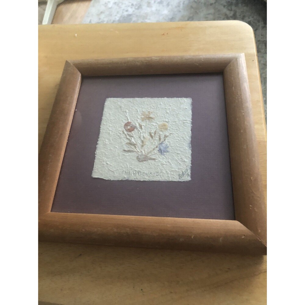 Vtg . Dried Wildflowers In Frame Signed & Dated 98